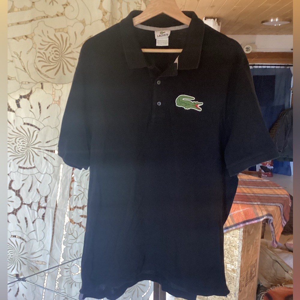 Lacoste Black Polo Big Gator Size XL/8 Cotton